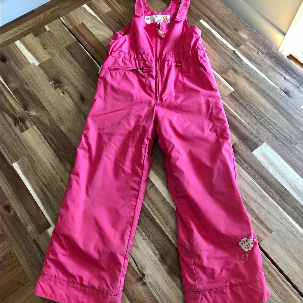 Girls size 7 pink snow bib